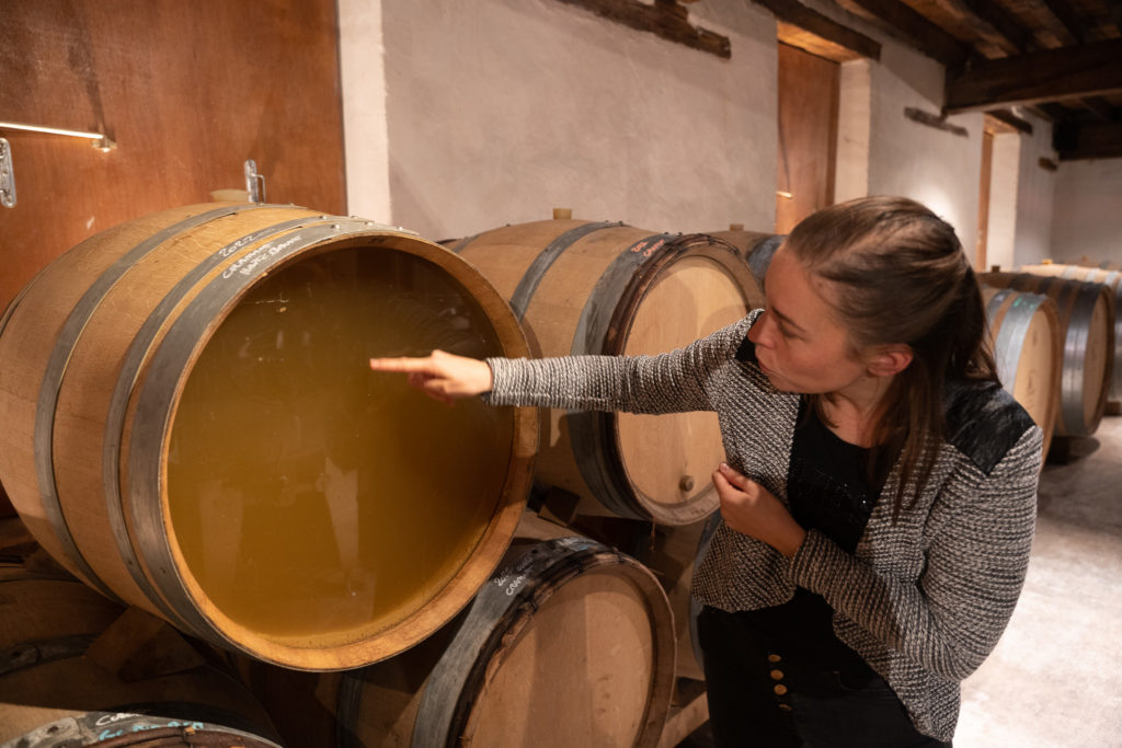 Charlotte De Sousa explique le travail des lies sur le vin